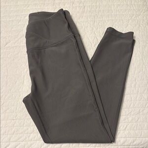 Gray Ribbed Leggings